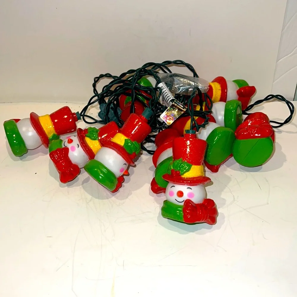 Vintage Snowmen Lights Ten Lights Working